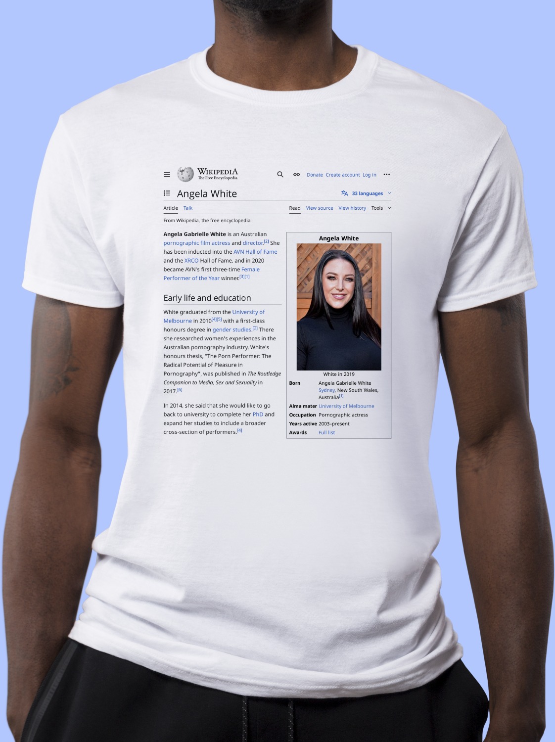 Angela White Wikipedia TShirt