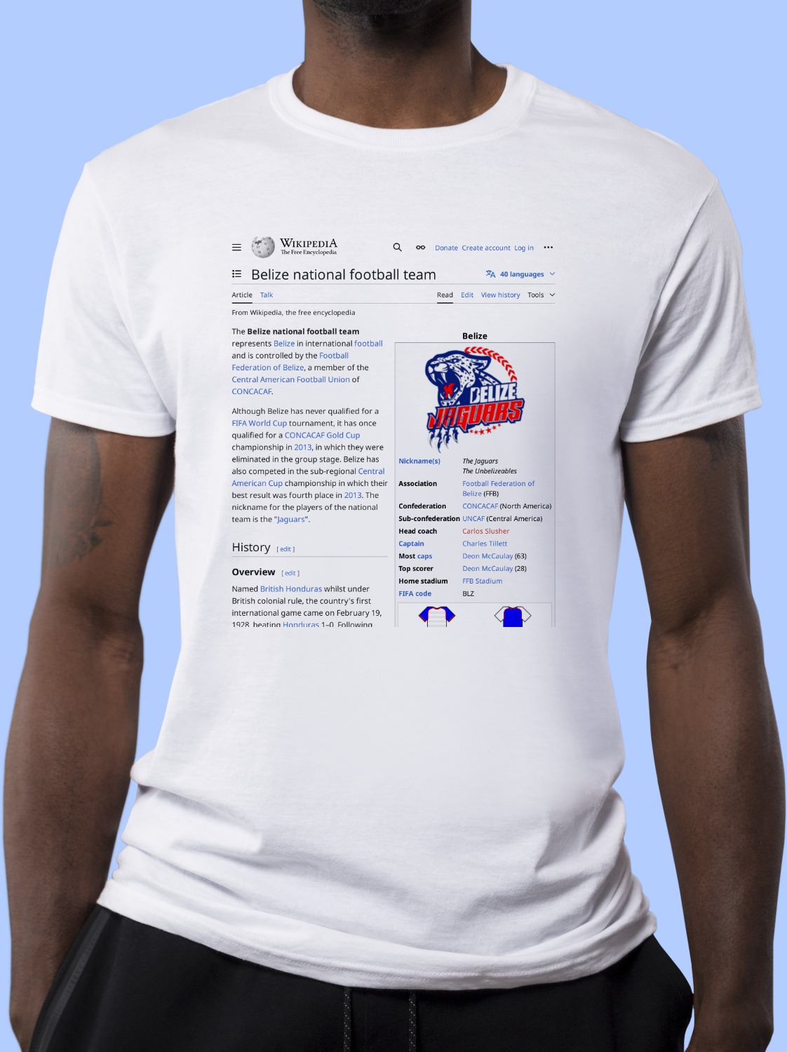 Belize national football team Wikipedia T-Shirt