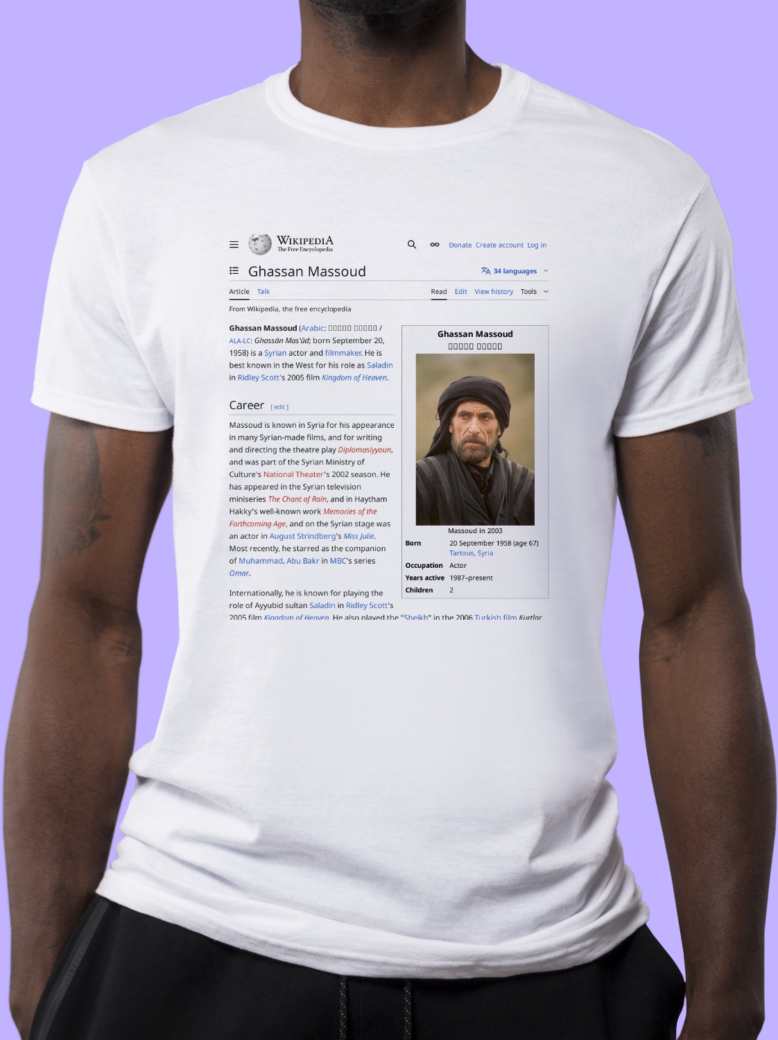 Ghassan Massoud Wikipedia T-Shirt, image size:1122x1500