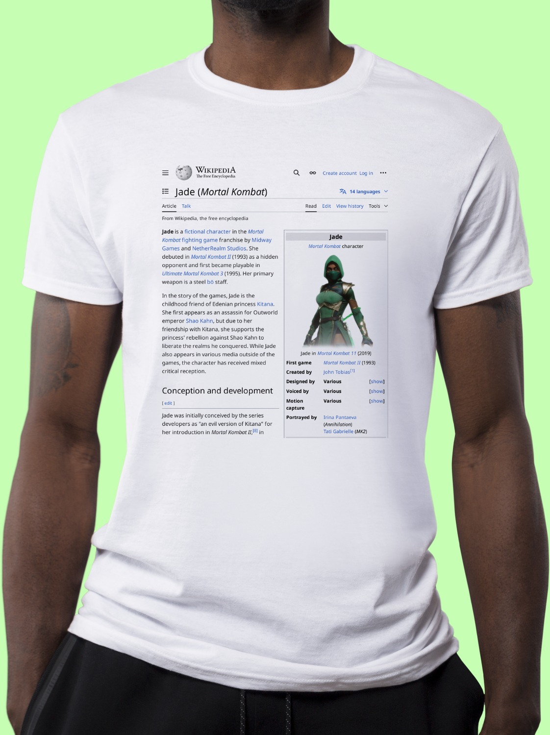 Jade (Mortal Kombat) Wikipedia T-Shirt