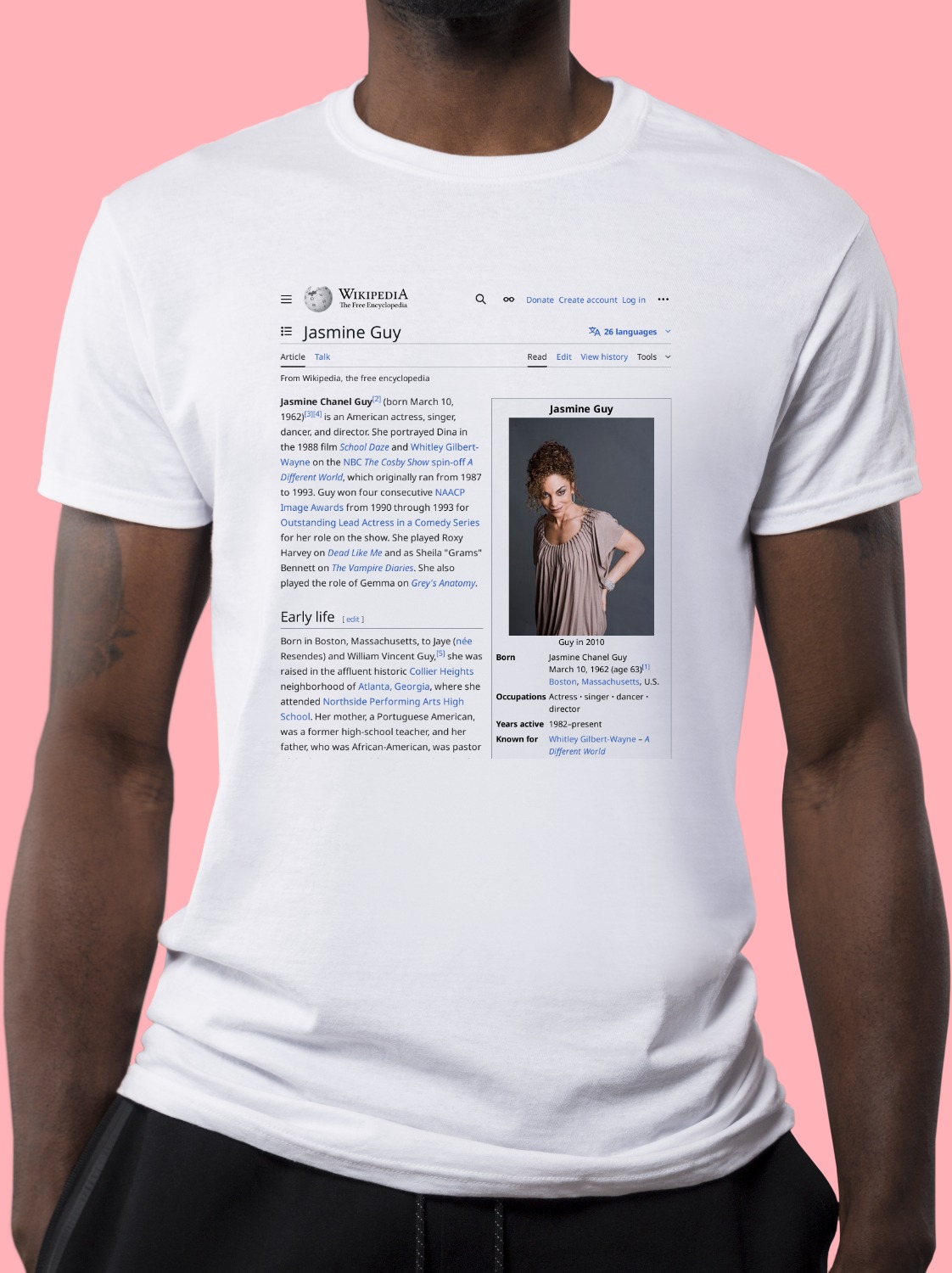 Jasmine Guy Wikipedia TShirt