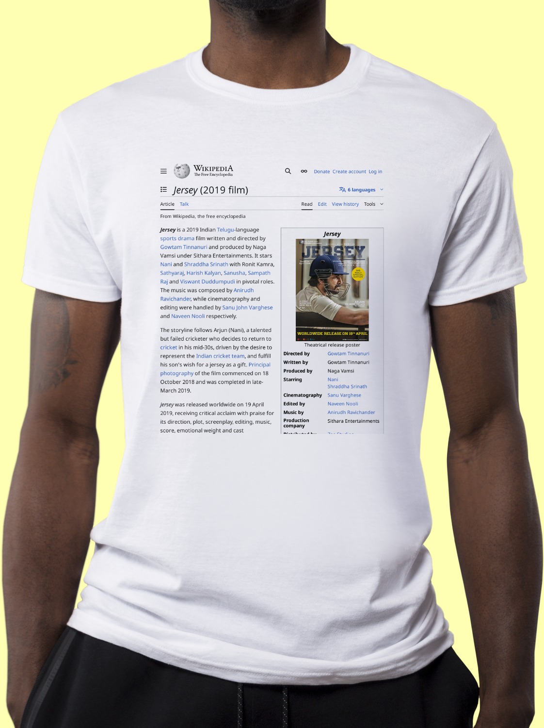 Jersey (2019 film) Wikipedia TShirt