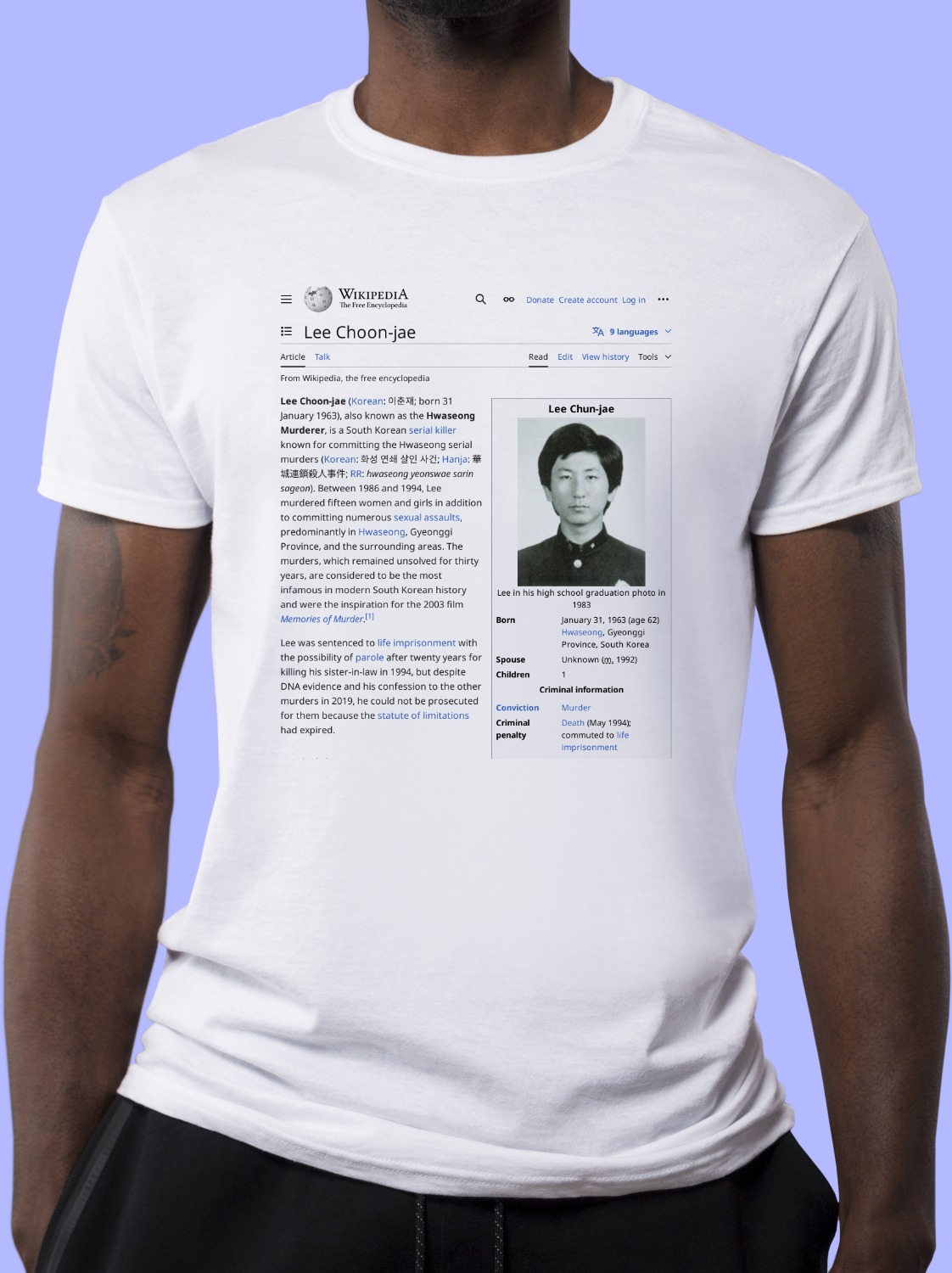 Lee Choon-jae Wikipedia T-Shirt