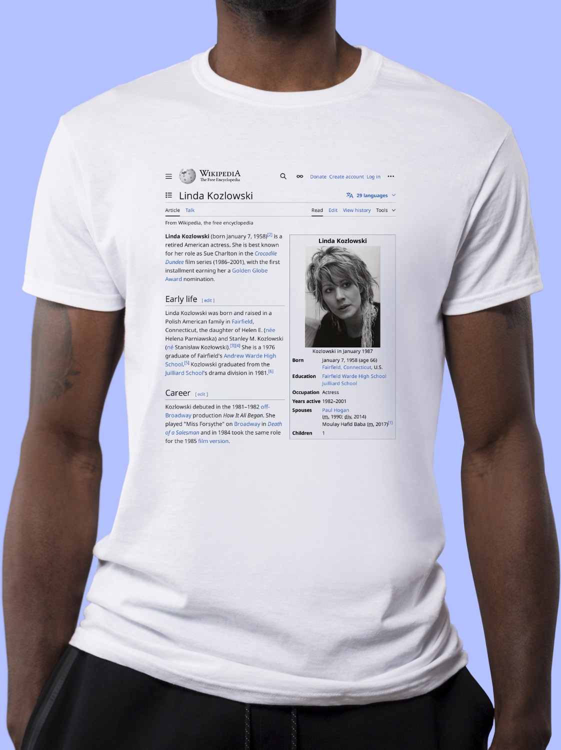 Linda Kozlowski Wikipedia T-Shirt