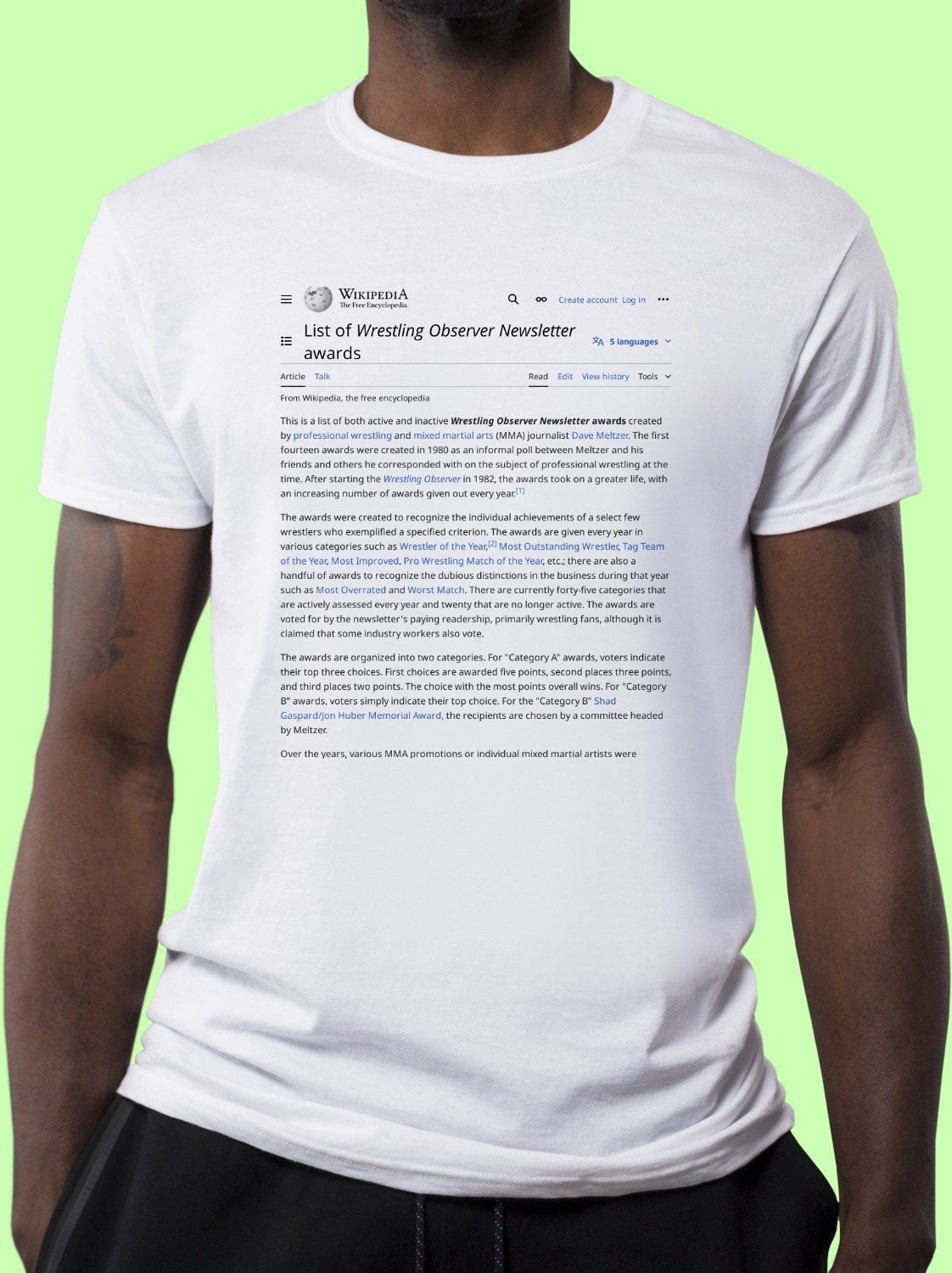 List of Wrestling Observer Newsletter awards Wikipedia TShirt