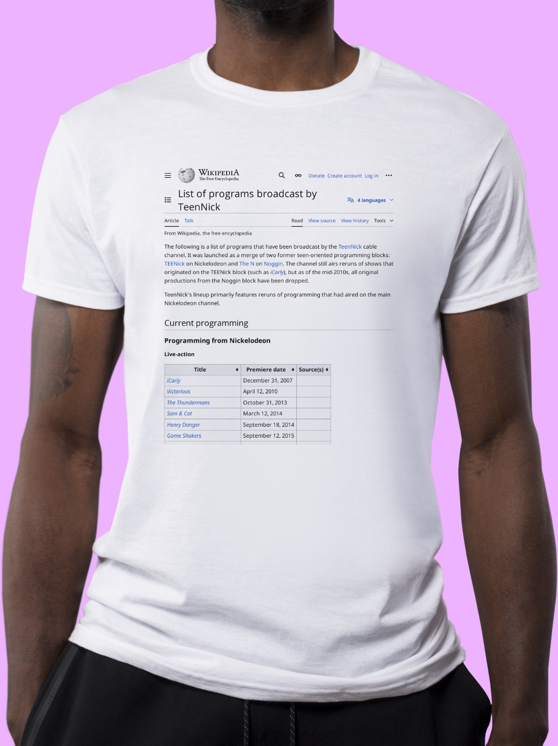 List Of Programs Broadcast By Teennick Wikipedia T Shirt