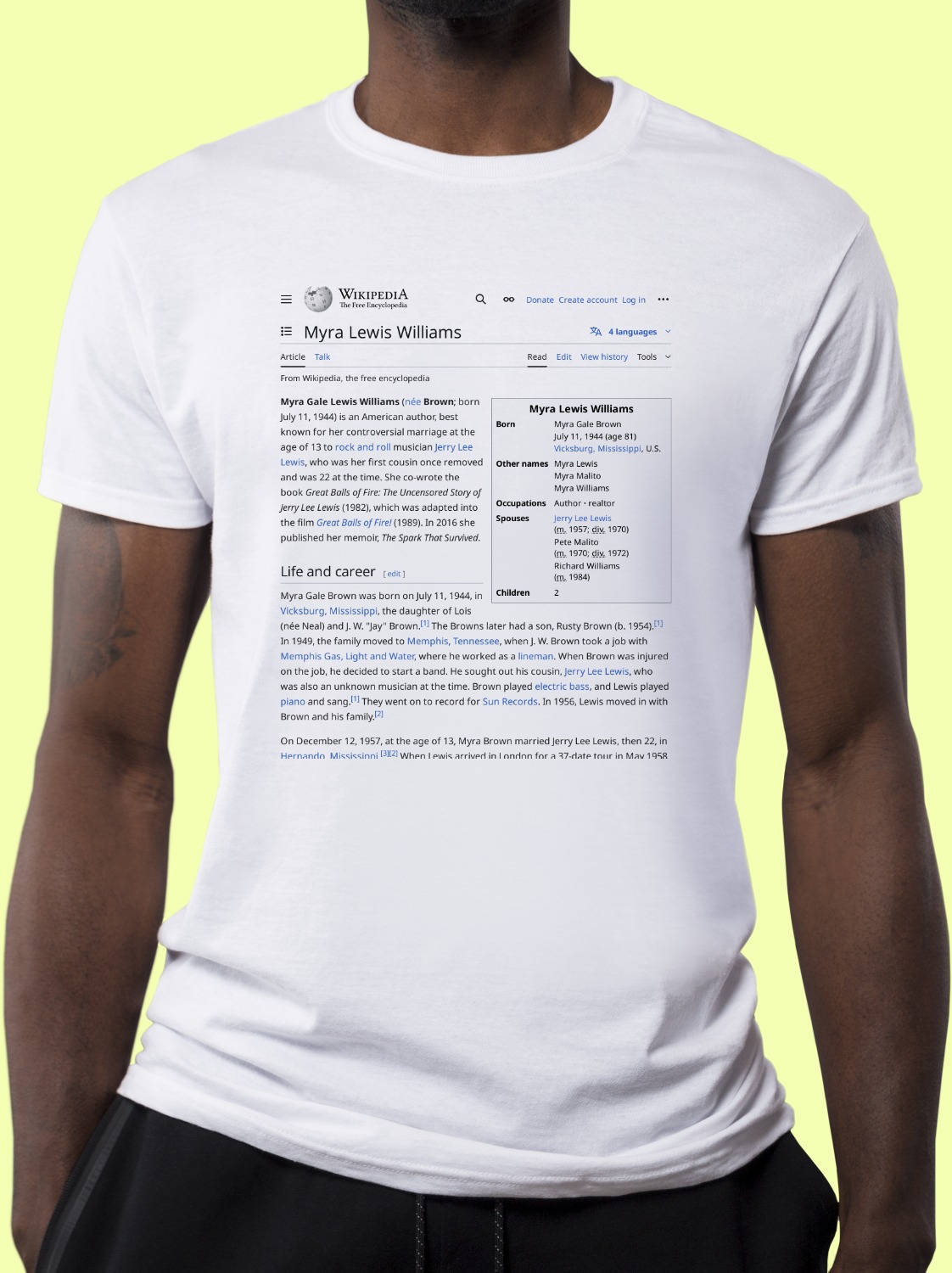 Myra Gale Brown Wikipedia T-Shirt