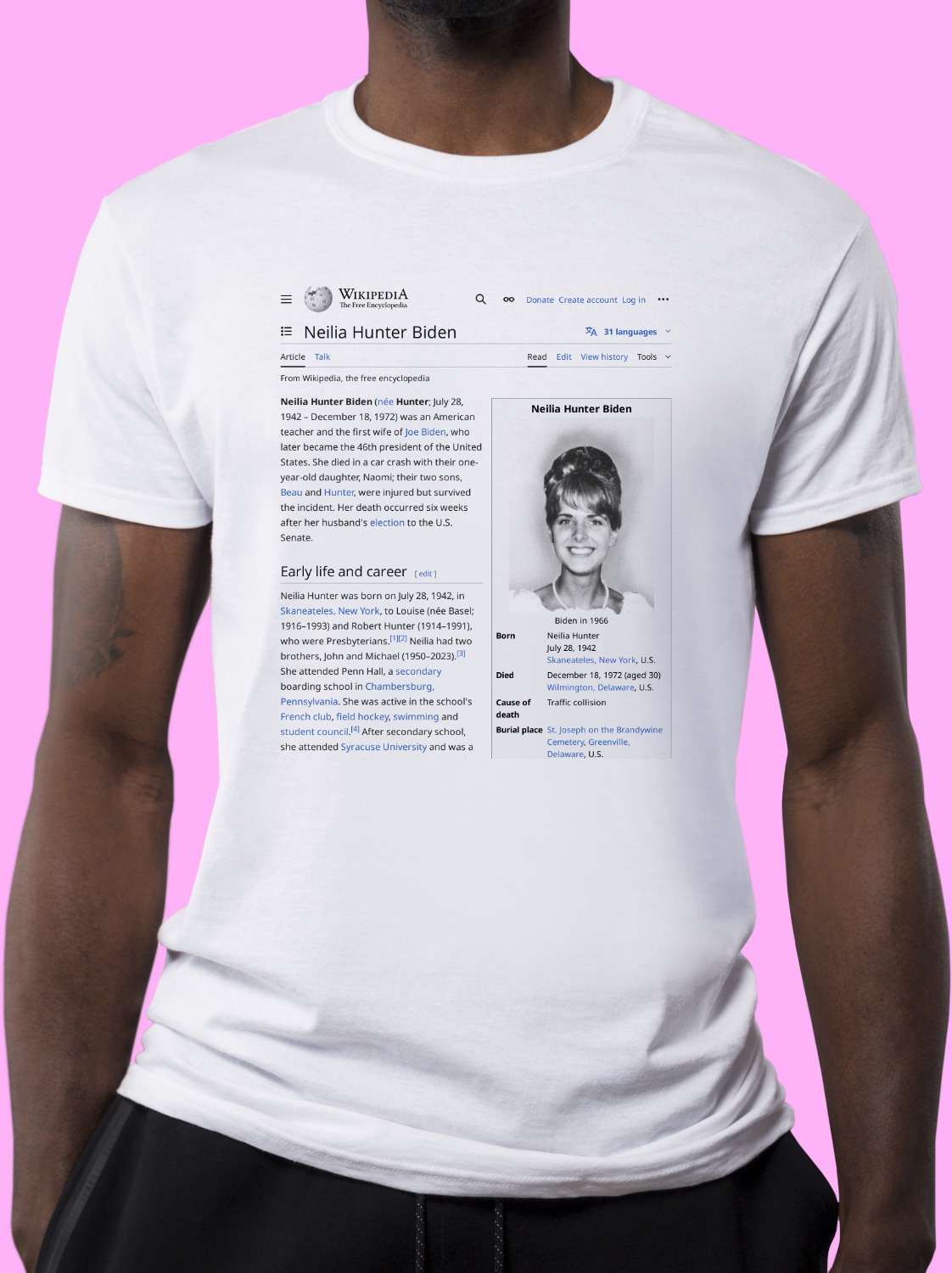Neilia Hunter Biden Wikipedia T-Shirt
