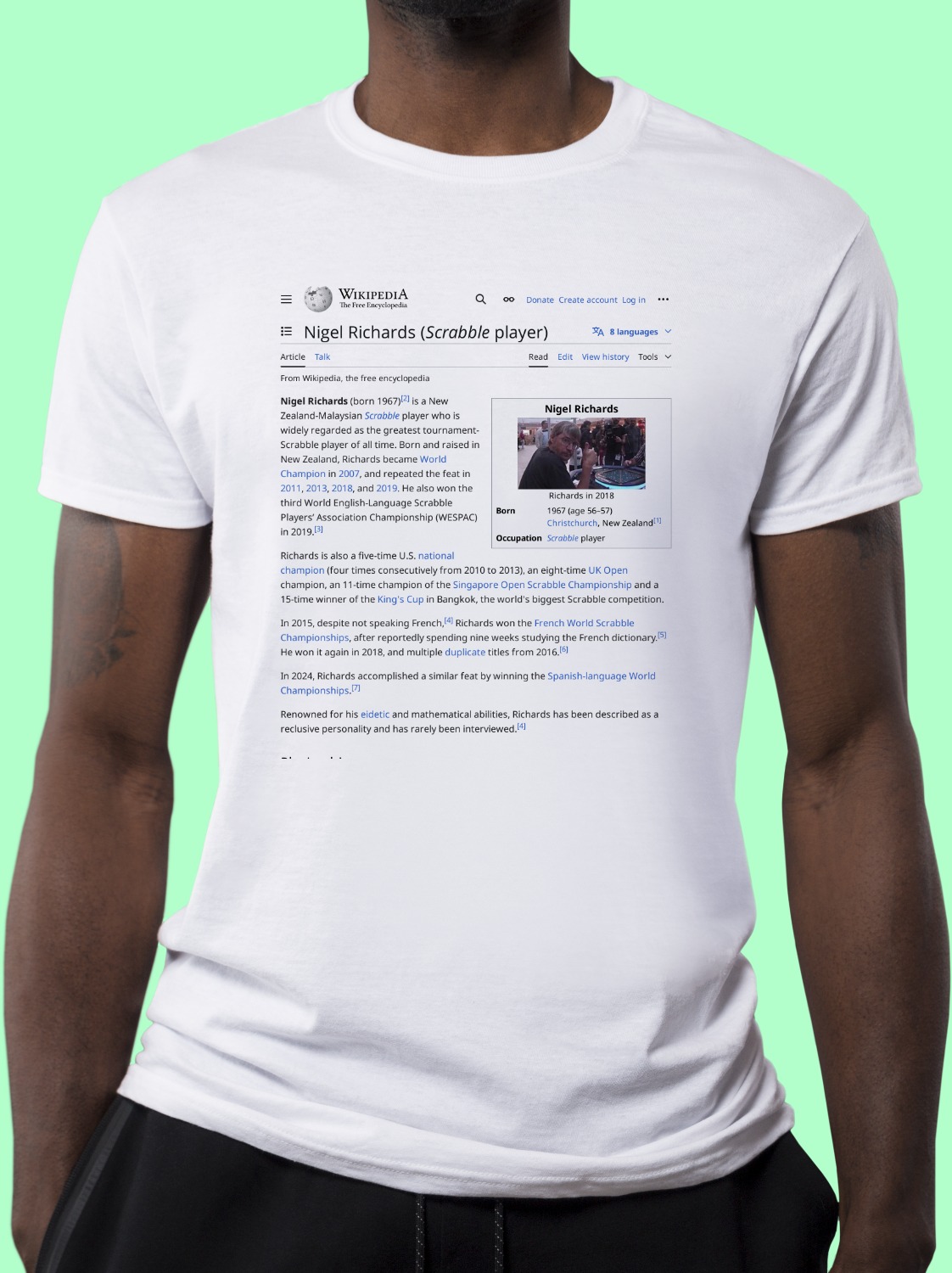 Nigel Richards (Scrabble player) Wikipedia T-Shirt