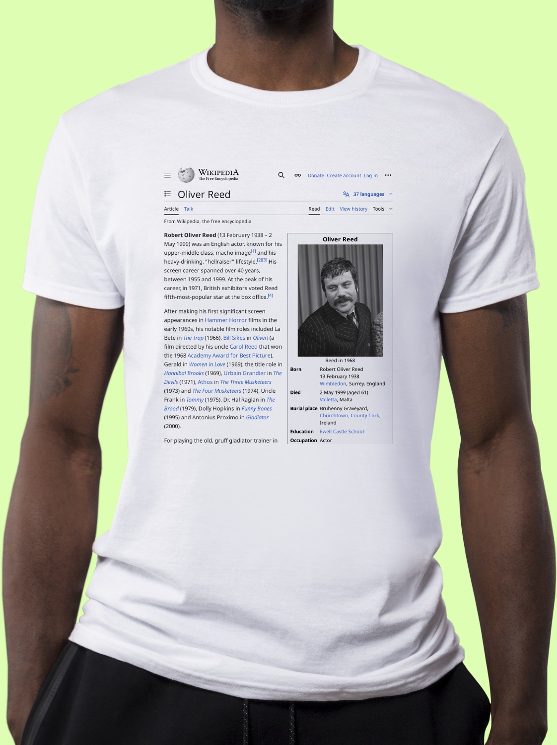 oliver reed t shirt