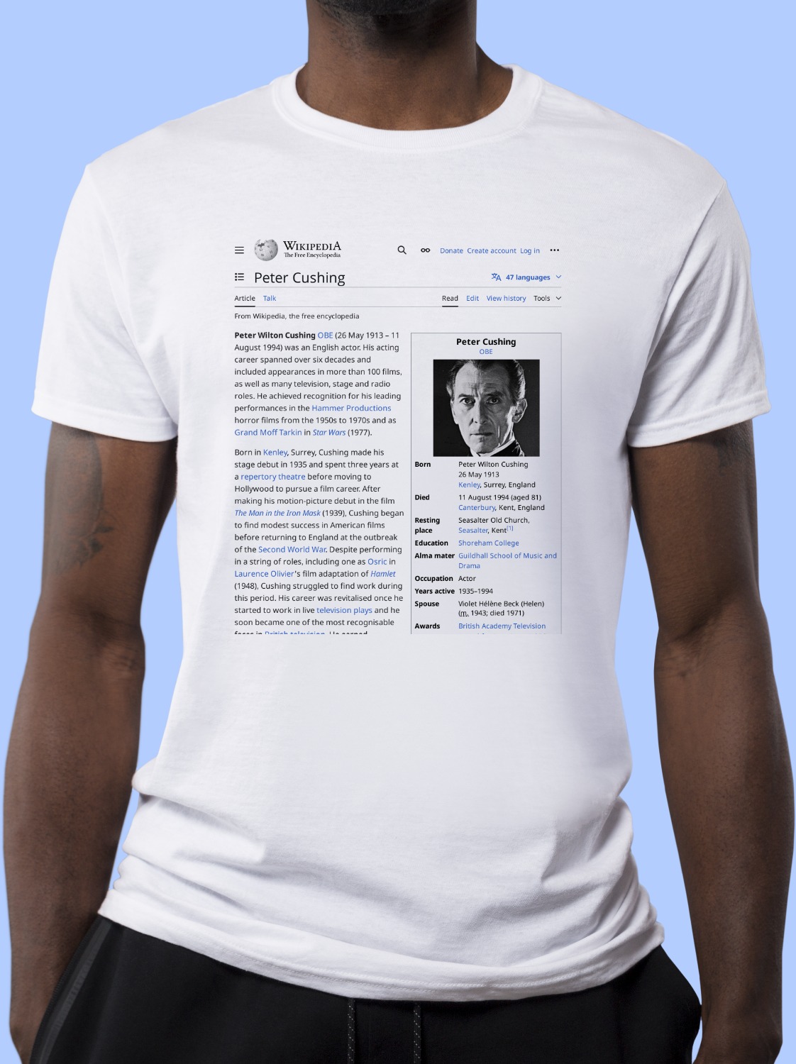 peter cushing t shirt