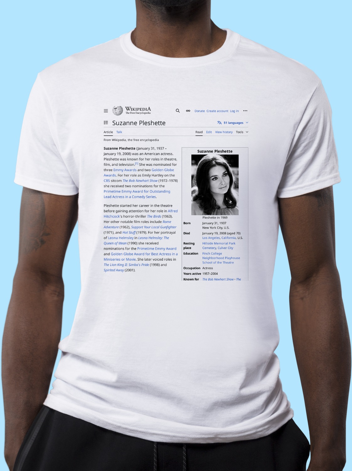 Suzanne Pleshette Wikipedia T-Shirt