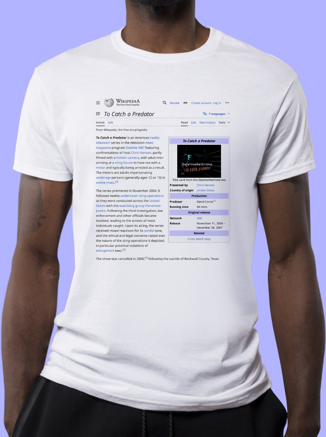 To Catch a Predator Wikipedia T-Shirt