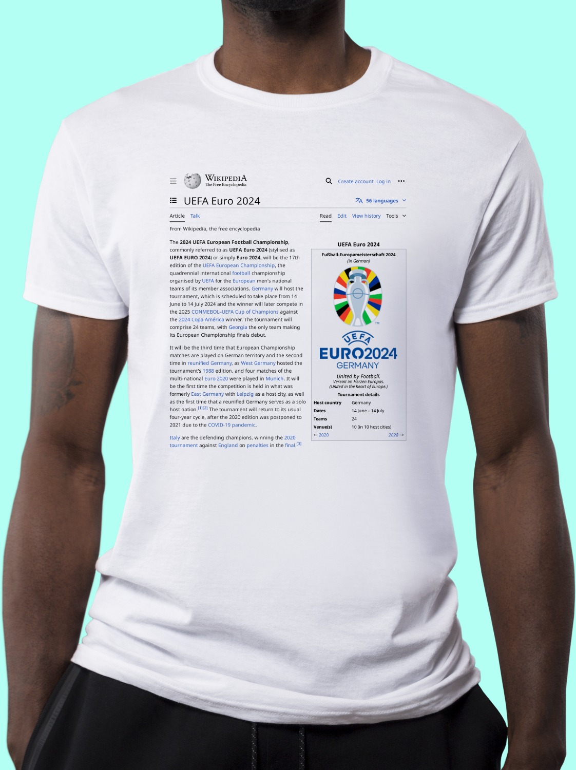 UEFA Euro 2024 Wikipedia TShirt